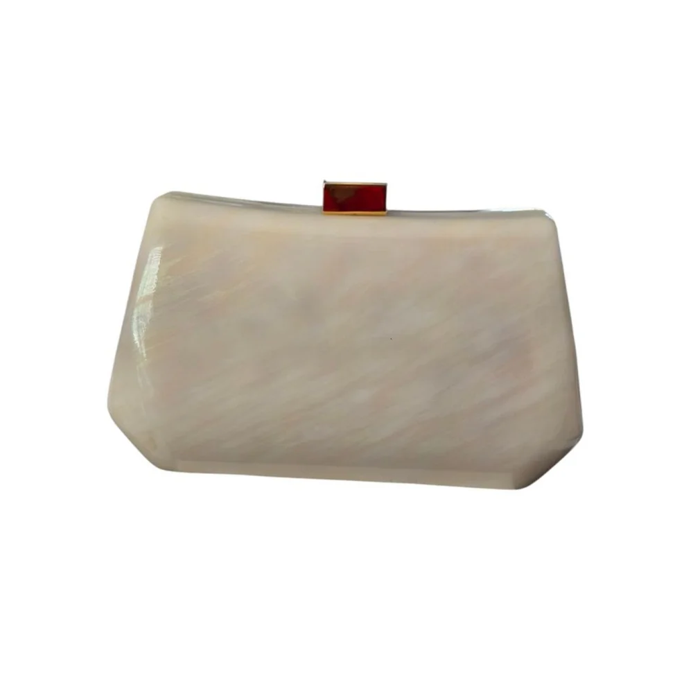Vintage Y&S Original Hard Shell Shaped Iridescent Cream Evening Purse